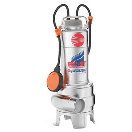 Silver and orange Pedrollo submersible pump with carry handles and cord for water extraction