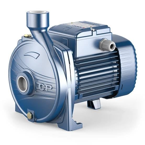 Blue centrifugal water pump with electric motor, featuring CP branding and metal construction for industrial applications