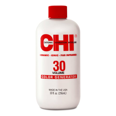 CHI 30 Volume Color Generator hair developer bottle with red cap, 10 fl oz, made in USA