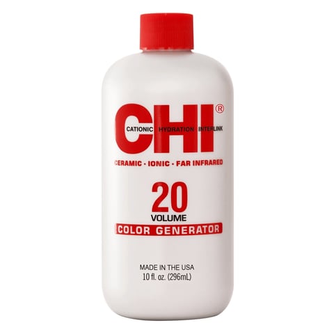 CHI 20 Volume Color Generator bottle with red cap, 10 fl oz size, made in USA