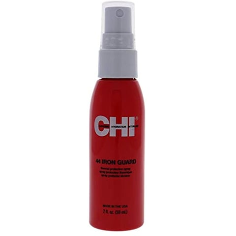 Red CHI 44 Iron Guard spray bottle with gray pump top for heat protection
