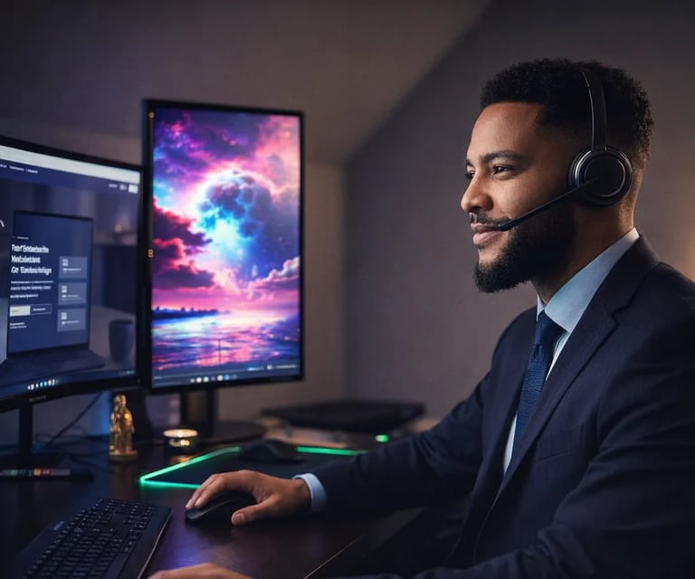 Calvin Okoh, Gründer von BC Webservice — professioneller Webdesigner am Arbeitsplatz