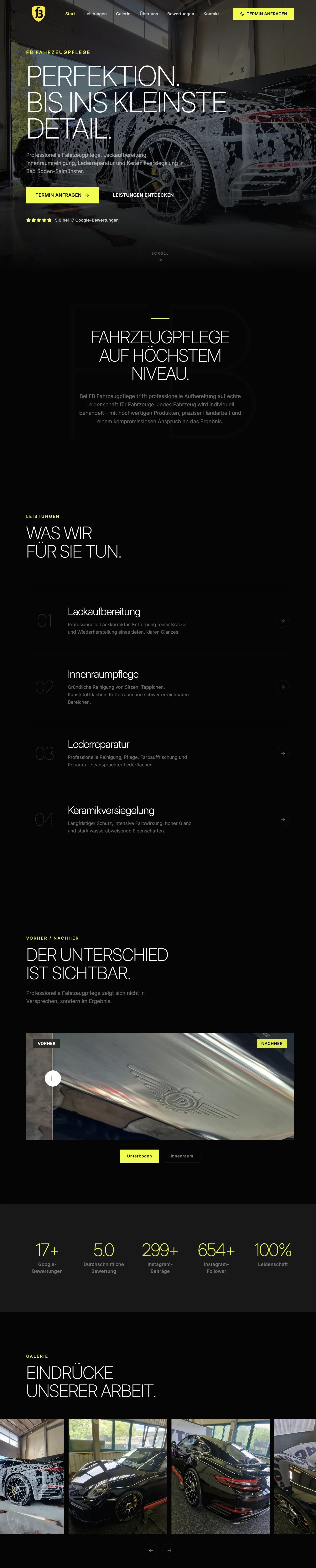 FB Fahrzeugpflege — vollständige Desktop-Website für Autopflege & Detailing in Hofgeismar