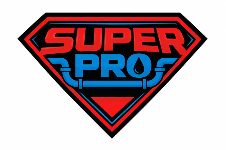 Super Pro logo with red and blue diamond-shaped shield design and bold text