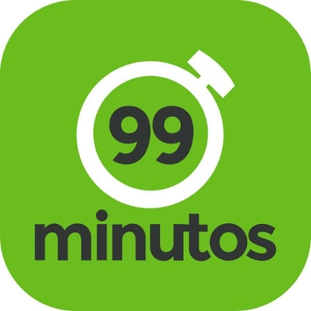 Logo oficial de 99 Minutos con icono de temporizador verde y texto