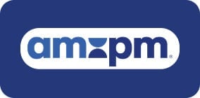 Logo oficial de Am Pm en formato circular azul marino