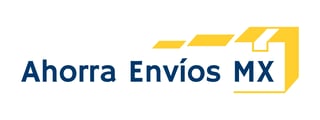 Ahorra Envíos MX logo with dark blue text and yellow box graphic design element