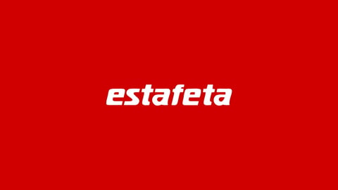 Logo oficial de Estafeta con texto blanco sobre fondo rojo