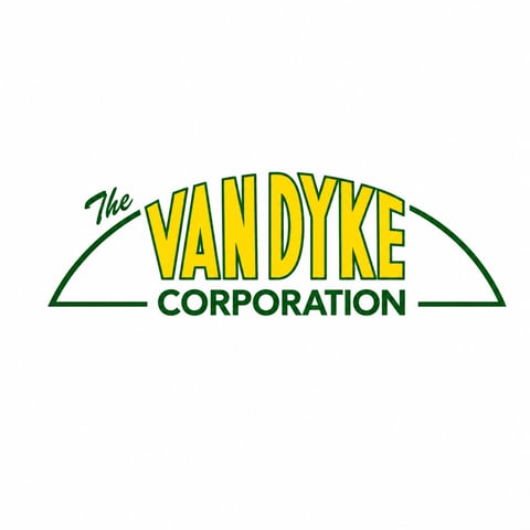 The Van Dyke Corporation logo featuring yellow and green text under a semicircular arch design