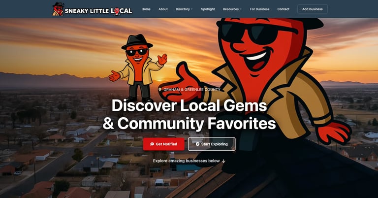 Sneaky Little Local homepage with local business discovery