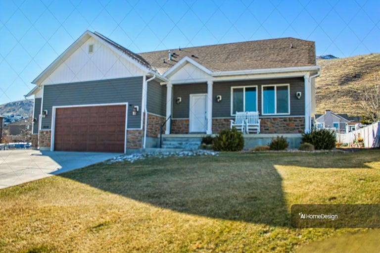 Teal and gray residential house exterior with clean siding, windows, and strong curb appeal