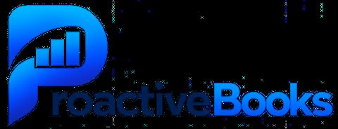 Proactive Books logo with blue P icon and bar chart design