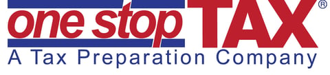 One Stop Tax logo, a tax preparation company with blue and red branding