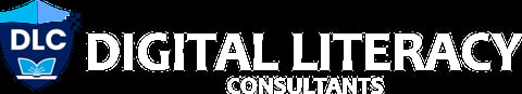 Digital Literacy Consultants logo with blue icon and white text