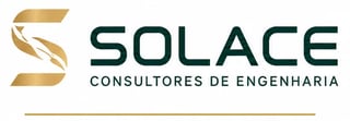 Solace Consultores de Engenharia logo with gold and teal branding elements