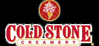Cold Stone Creamery logo featuring a red circular emblem with an ice cream cone and white text