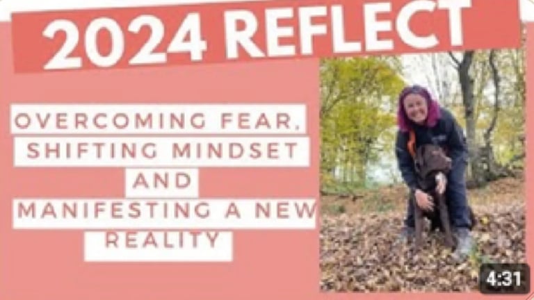 2024 Reflect video thumbnail with woman outdoors and headline about overcoming fear and shifting mindset