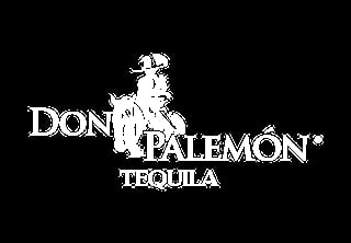 Don Palemón Tequila logo with mounted horseman figure on black background
