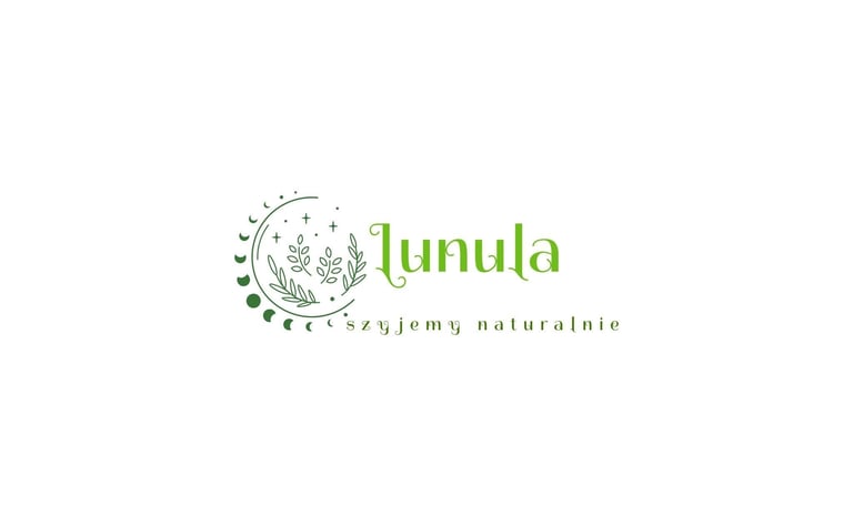 Lunula logo with circular botanical design and tagline Swojemy naturalnie