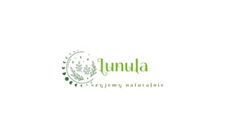 Lunula logo with circular botanical design and green text reading Lunula, zyjemy naturalnie