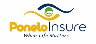 Ponelo Insure logo with stylized eye symbol and tagline When Life Matters