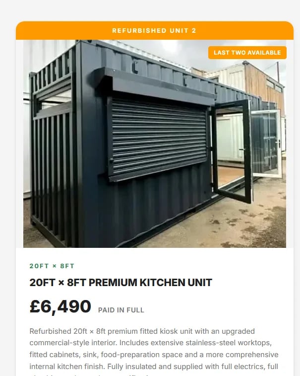 20FT × 8FT FITTED KIOSK UNIT
