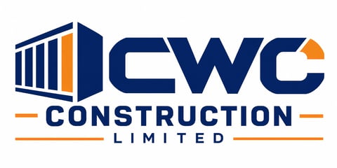 CWC Construction Limited logo featuring blue and orange building graphic with company name