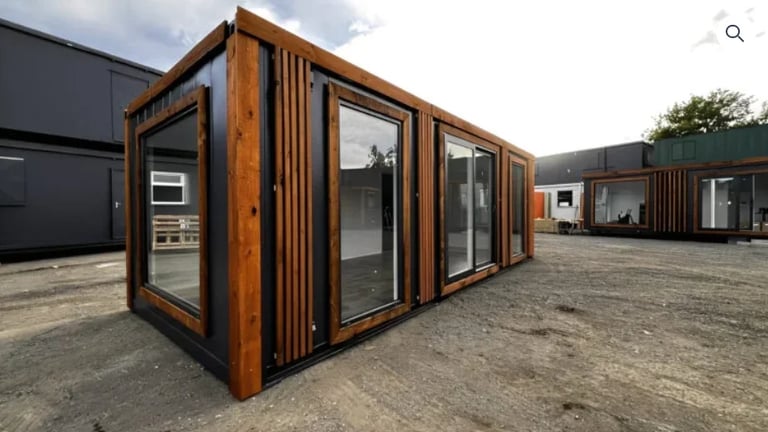Modern modular office unit with glazed doors