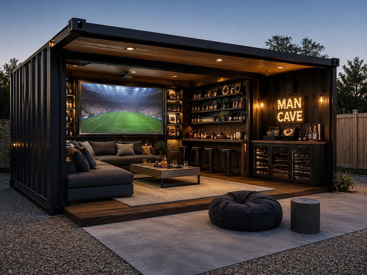 15FT × 15FT best-selling man cave and sports room exterior with dark premium finish