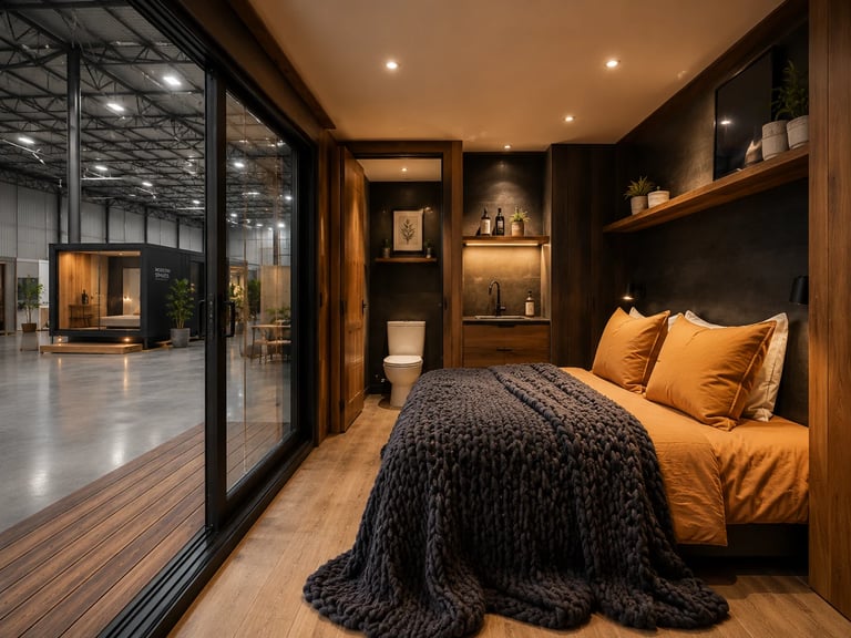 Fully fitted modular living unit interior