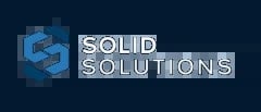 Solid Solutions logo with blue geometric cube design and company name on dark background