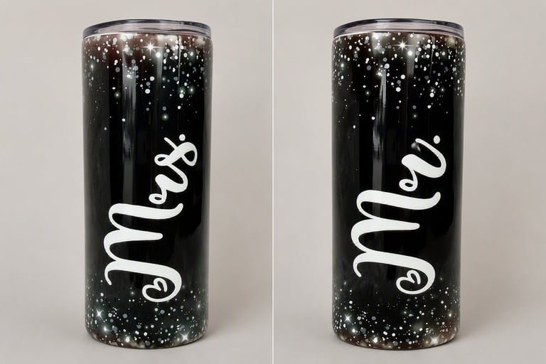 Two black sparkling cans with white cursive text reading Shep shown from slightly different angles