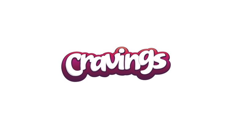 Cravings logo in purple bubble lettering with a keychain ring attachment