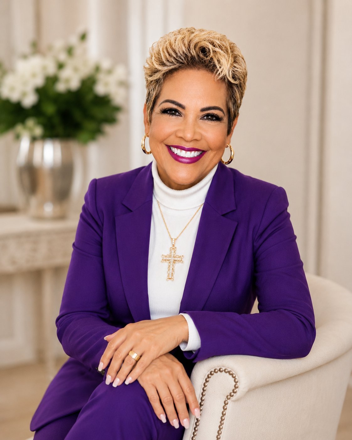 Pastor Nicole Washington smiling warmly, welcoming you to Nicole Washington Ministries