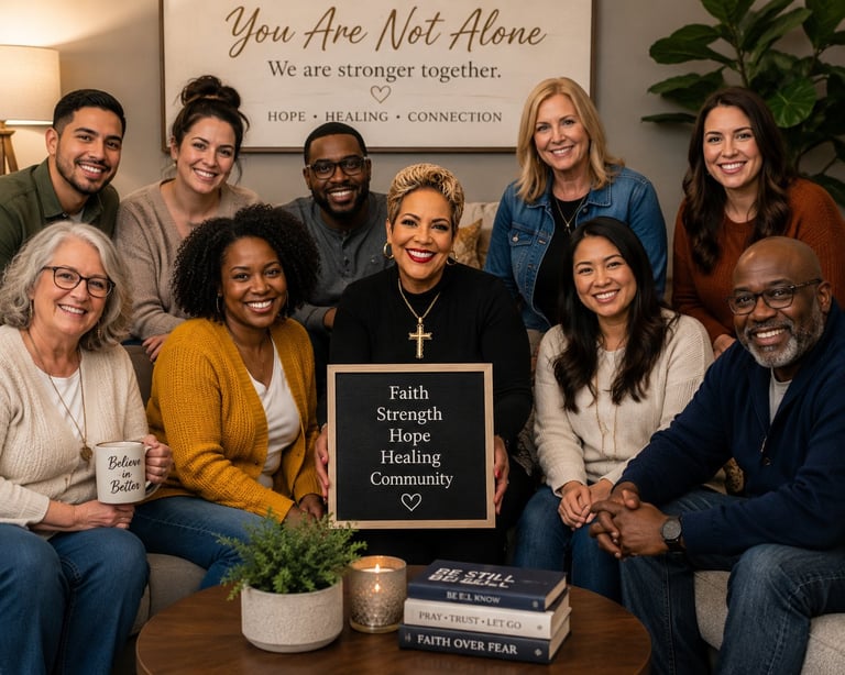 A diverse group gathered together in faith, strength, and hope