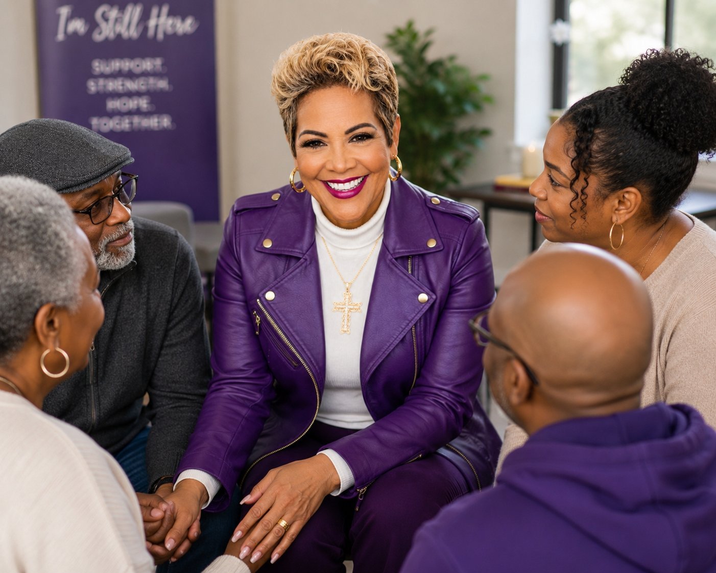 Community support gathering — people in a discussion circle at Nicole Washington Ministries