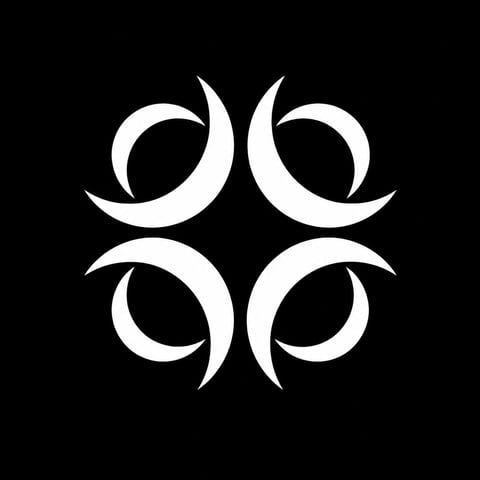 The MnS Hub - Geometric logo featuring four white curved crescents arranged in a symmetrical pattern