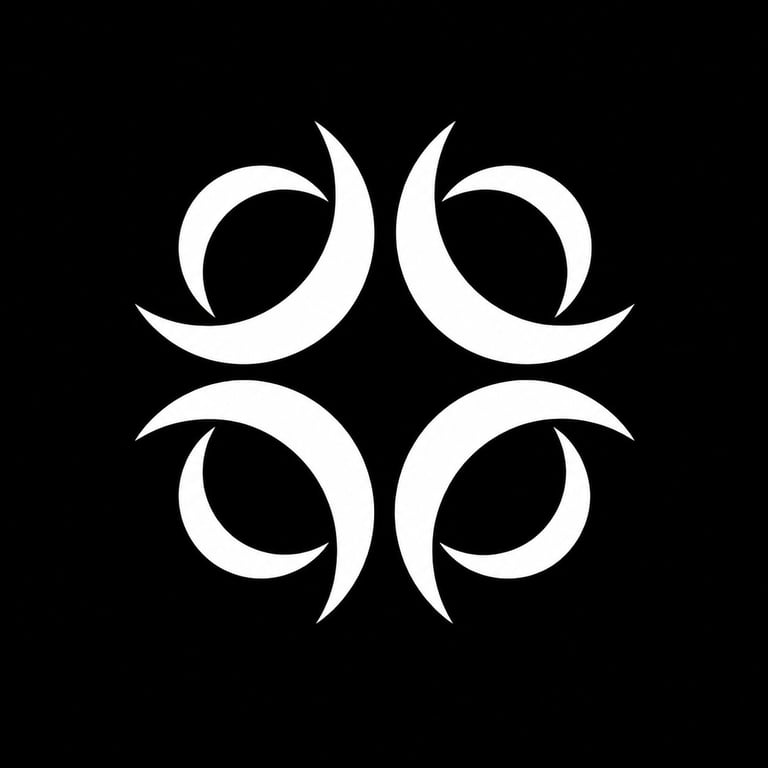 The MnS Hub - Geometric logo featuring four white curved crescents arranged in a symmetrical pattern