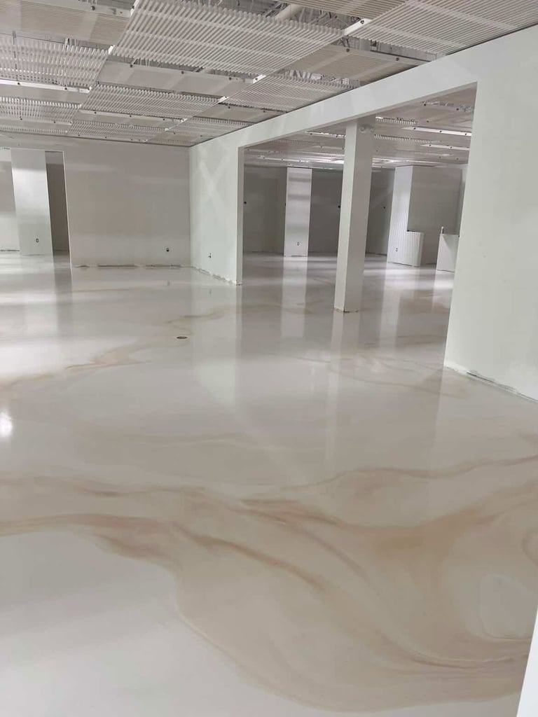 Metallic epoxy floor with satin finish