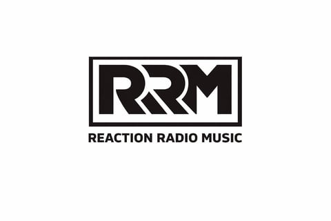 Reaction Radio Music logo featuring bold RRRM letters in a rectangular border with text below
