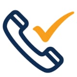 Phone icon with checkmark, representing verified contact or call confirmation