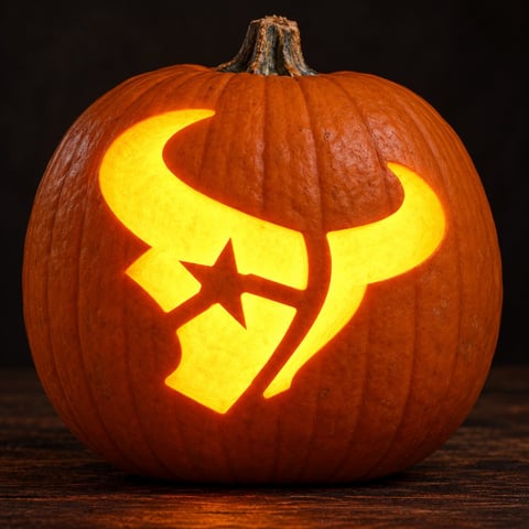 Illustrative pumpkin preview for the Houston Texans carving stencil