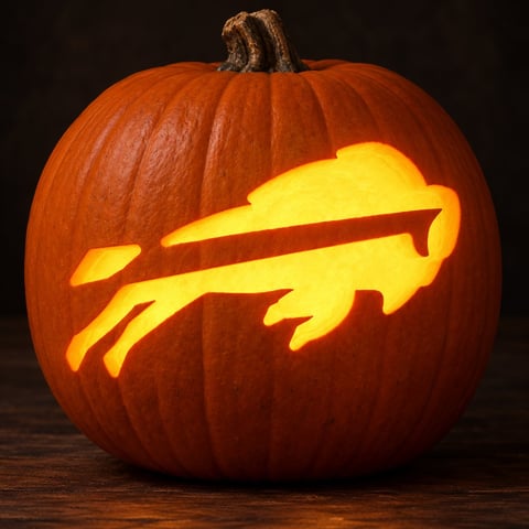 Illustrative pumpkin preview for the Buffalo Bills carving stencil