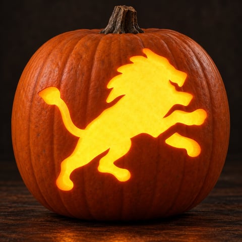Illustrative pumpkin preview for the Detroit Lions carving stencil