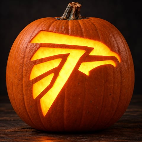 Illustrative pumpkin preview for the Atlanta Falcons carving stencil