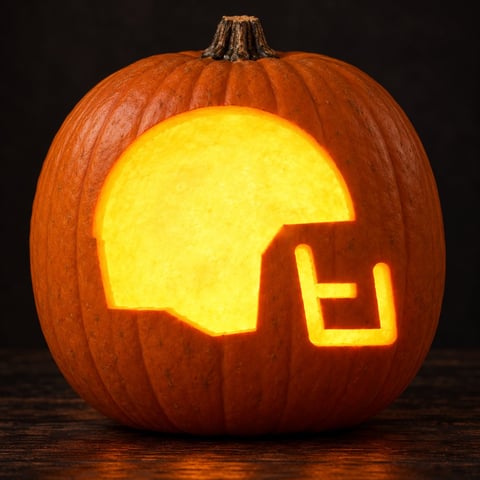 Illustrative pumpkin preview for the Cleveland Browns carving stencil