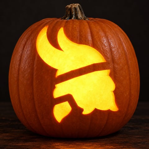 Illustrative pumpkin preview for the Minnesota Vikings carving stencil