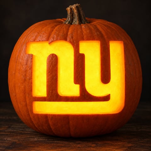 Illustrative pumpkin preview for the New York Giants carving stencil
