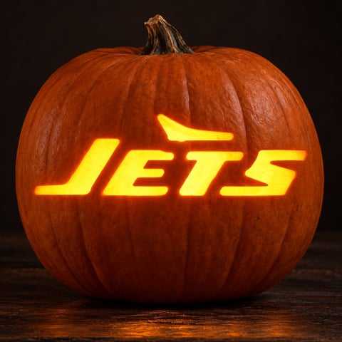 Illustrative pumpkin preview for the New York Jets carving stencil