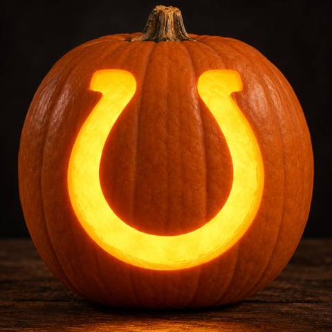 Illustrative pumpkin preview for the Indianapolis Colts carving stencil
